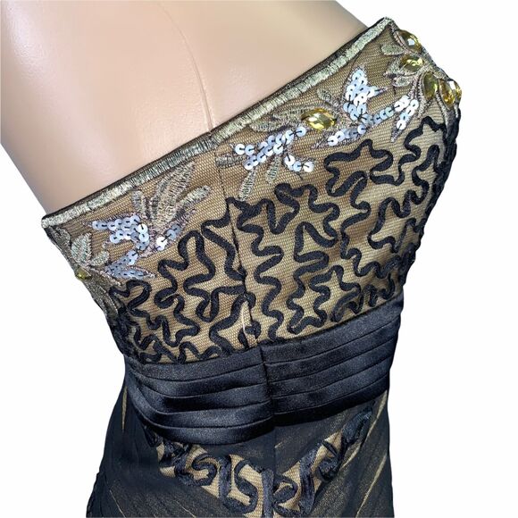 Sue Wong Womens Cocktail Dress Sheath Strapless Chevron Beaded Sequin Size 6 - Picture 10 of 16